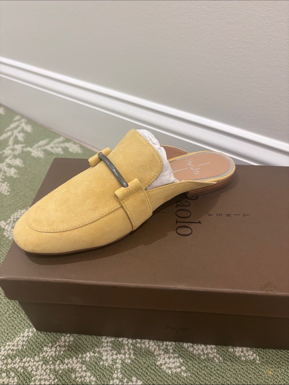 Paolo Yellow Suede Mule with Metal Bit